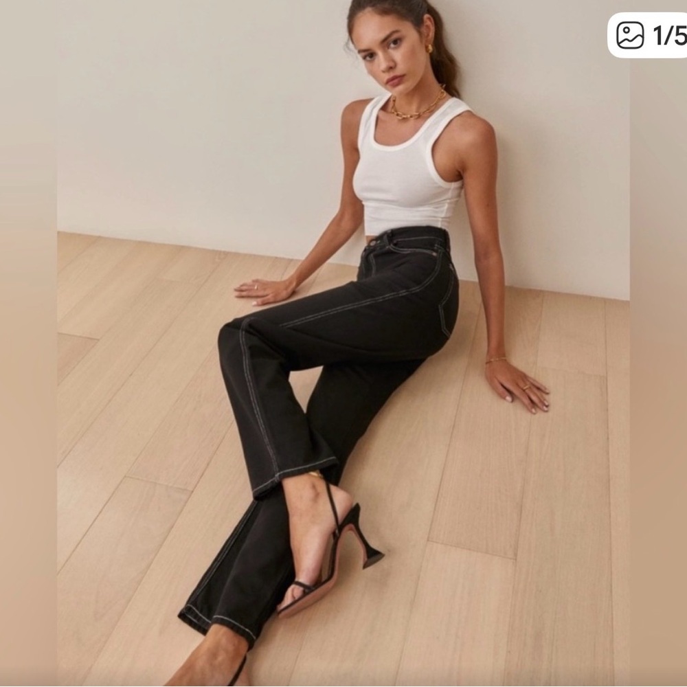 Reformation black cowboy jeans